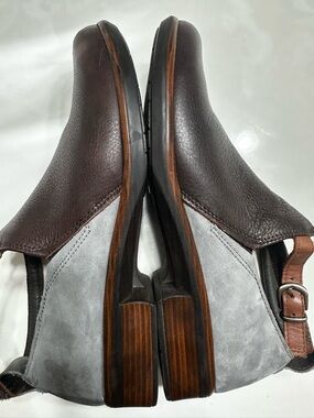 Naot Brown and Gray Leather Ankle Boots